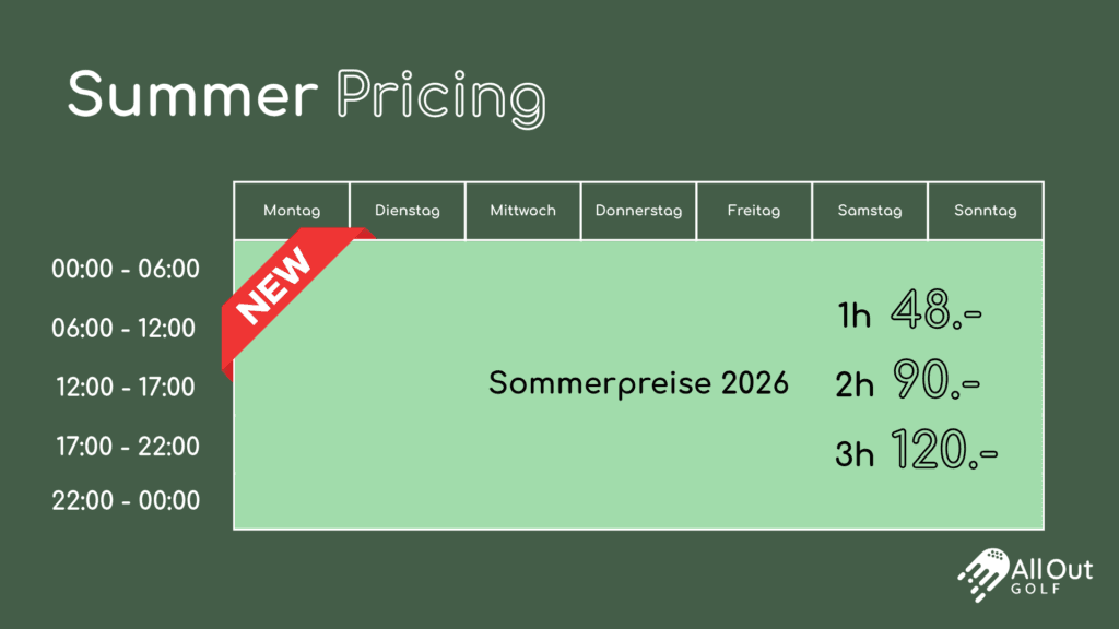 All Out Golf Summer Pricing Chart