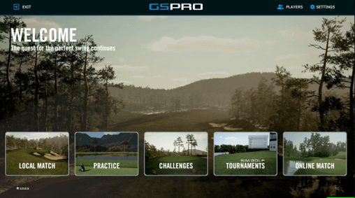 GSPro Welcome Screen Hauptmenü